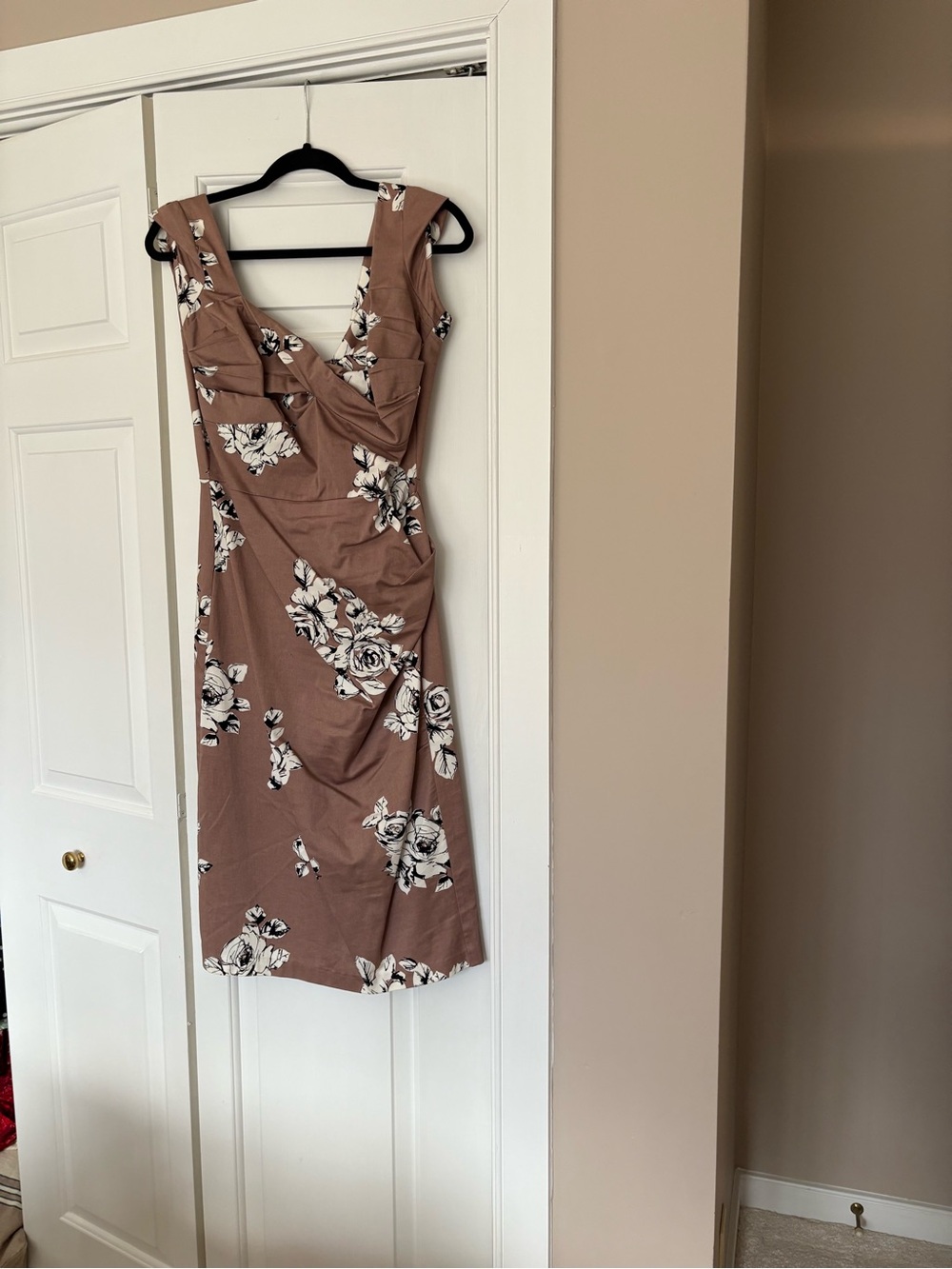 Stop Staring Taupe Floral Midi Dress